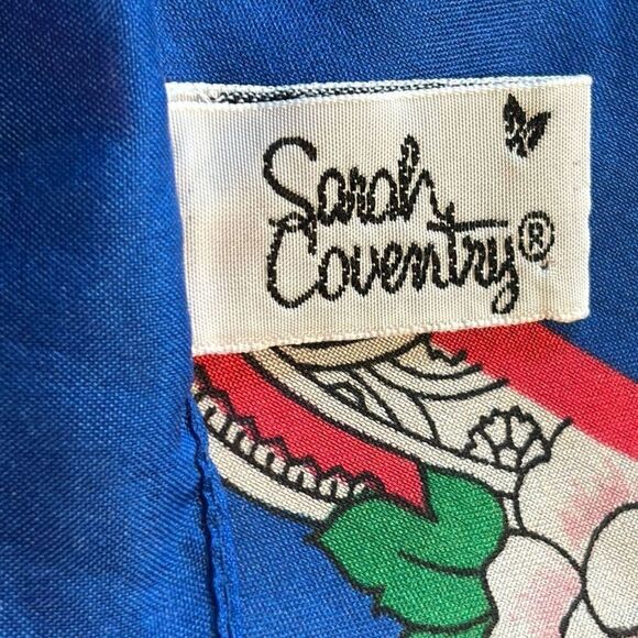 Vintage Sarah Coventry paisley w blue border made in Italy scarf 30” x 30” - Picture 5 of 9